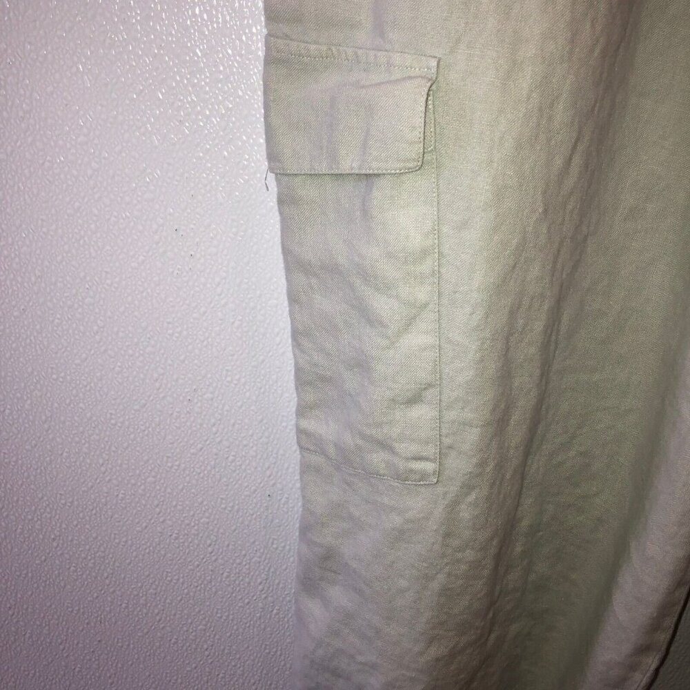 Linden Hill Womens Size XL Sage Green Linen Stretch Waist Cargo Capris Pants 1X - Picture 6 of 11
